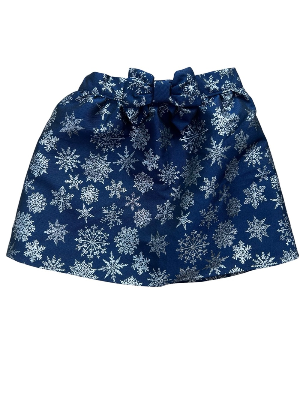 Gymboree Big Girls Navy Snowflake Print Skirt With Bow Shimmery Winter Holiday
